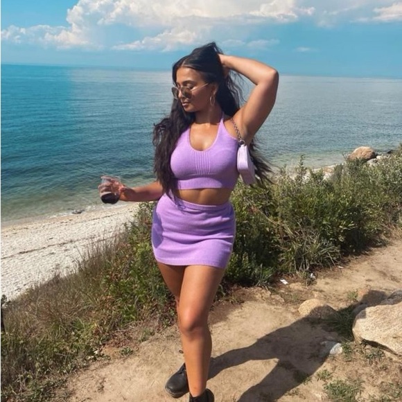 ⚡️2/$25⚡️ Purple Halter Top and Mini Skirt Matching Set | Vacation Resort Party - Picture 12 of 17